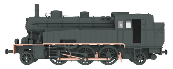 Antike US Güterzug-Dampflokomotive, Freisteller © Michael Rosskothen