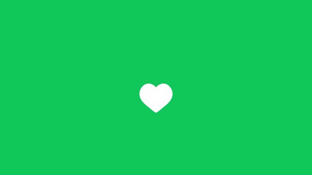 Like notification. Red heart icon pulse animation with flying heart from speech bubble social media like notification on green screen ui design for apps web engagement interaction communication symbol