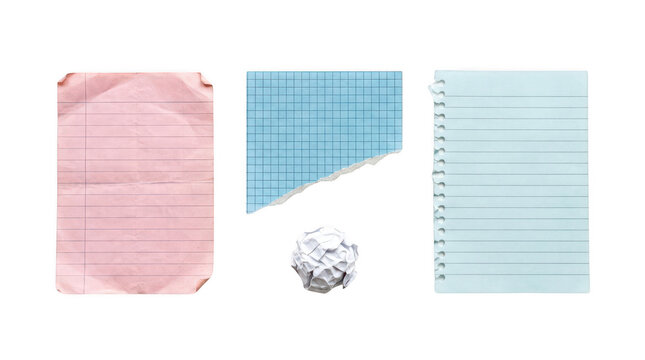 Various types of paper sheets isolated on transparent background