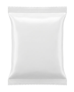 Realistic Blank White Snack Bag Mockup for Packaging Design