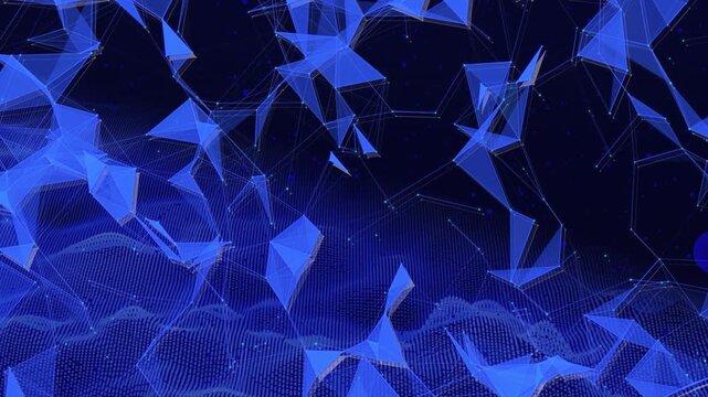 光るドットとラインが流れるデジタルネットワーク