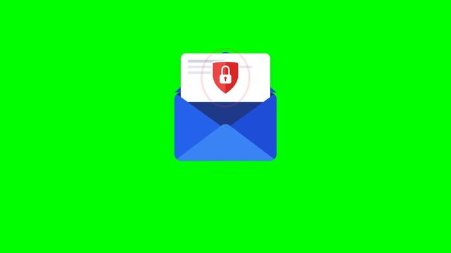 Blue email and secure message icons on green screen background