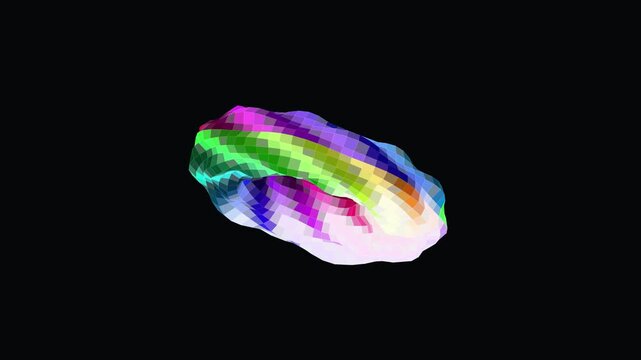 Vibrant geometric rainbow wave floating in dark space