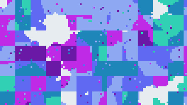 Blue and purple pixel art pattern with abstract block shapes as isolated element