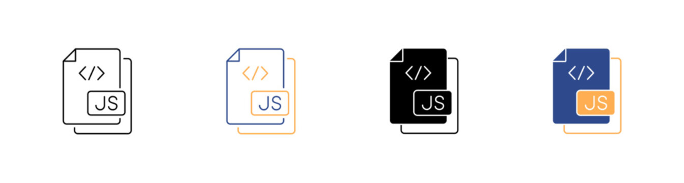 JavaScript JS File Vector Icon Set Illustration
