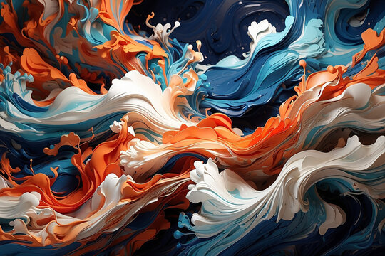 Vibrant abstract colorful swirling fluid art background