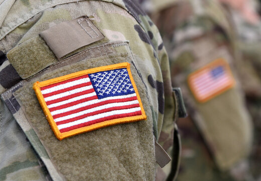 Memorial Day. US soldier. USA Army. United States Armed Forces. American Military. US flag on military uniform. Veterans Day