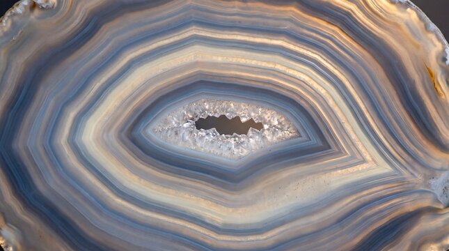 Backlit Agate Slice Macro With Natural Banded Patterns