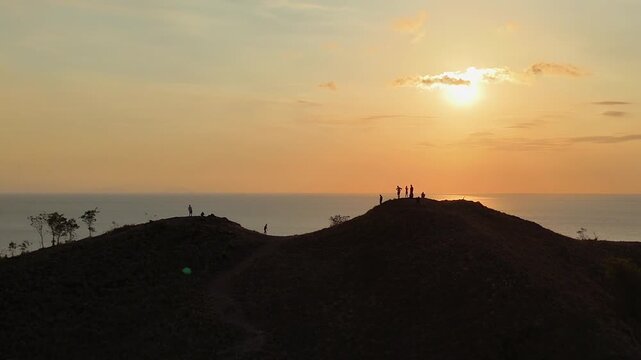 Sunset view from Bukit Silvia overlooking the stunning landscape and islands of Labuan Bajo, Flores, Indonesia