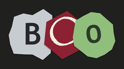 Modern geometric logo with letters b, c, and o in different colors © Nuha