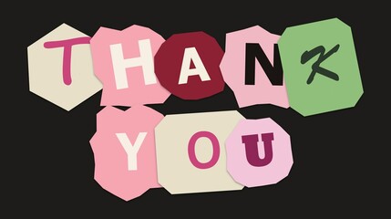 Thank you message with colorful hexagon blocks and x mark © Nuha