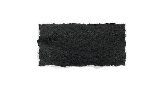 Black torn paper piece isolated on transparent background