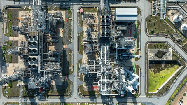 Aerial view oil refinery, Refinery plant, Refinery factory.