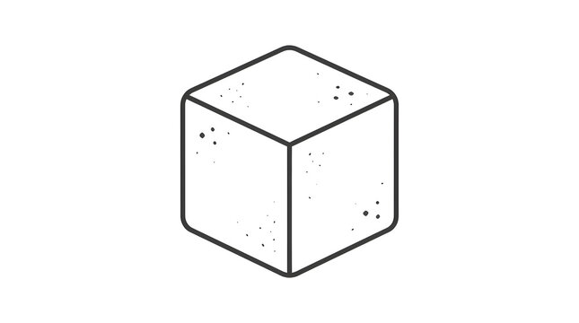 Minimalist geometric cube illustration with textured surface