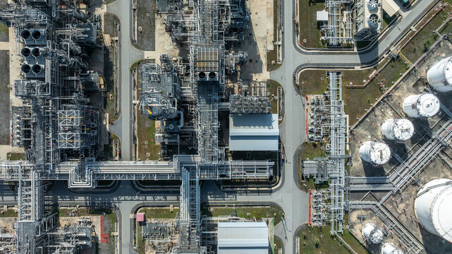 Aerial view oil refinery, Refinery plant, Refinery factory.