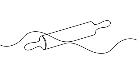 Obraz premium Bakery rolling pin continuous one line drawing minimalist kitchen baking editable stroke vector illustration
