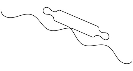 Obraz premium Rolling pin continuous one line drawing minimalist kitchen baking editable stroke vector illustration