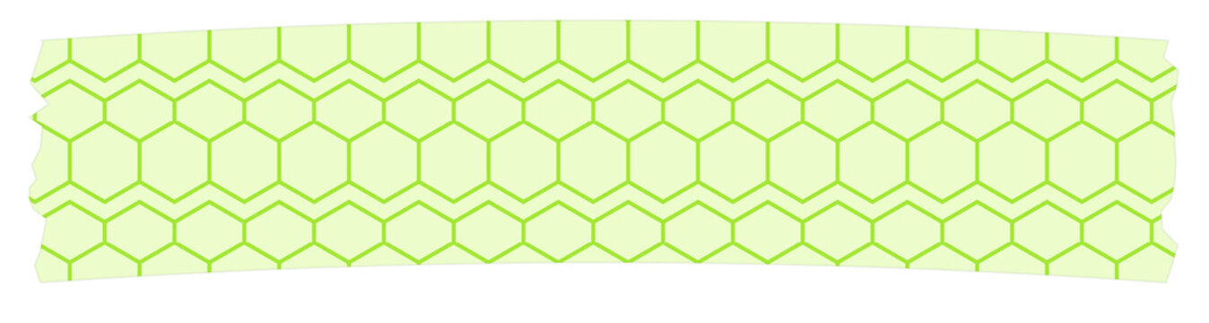 Lime green hexagon pattern decorative washi tape on white background