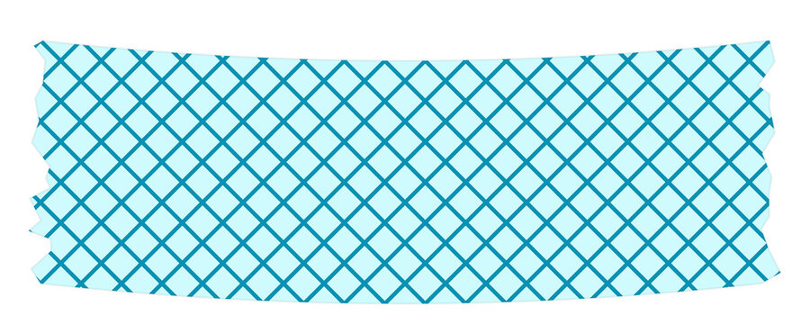 Decorative light blue washi tape with geometric criss cross grid pattern