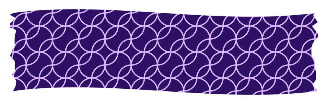 Purple interlocking circle pattern washi tape decorative strip on white background