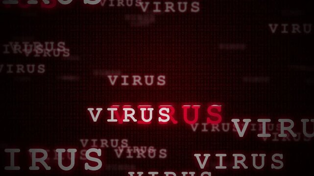 Computer Virus Warning Text on Dark Digital Cybersecurity Background