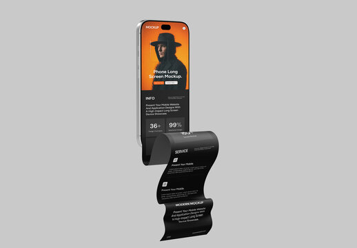 Long Scroll Smartphone Screen Mockup with Curved Display