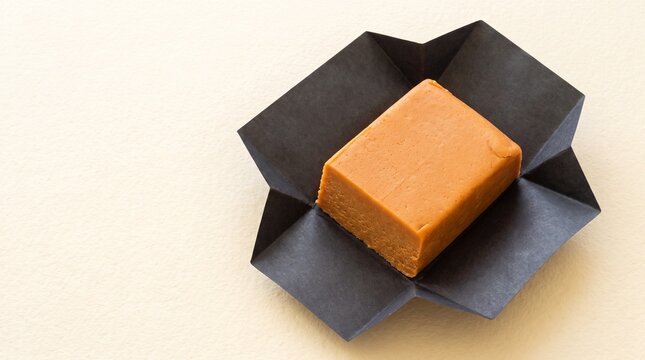 Orange fudge unwrapped from paper