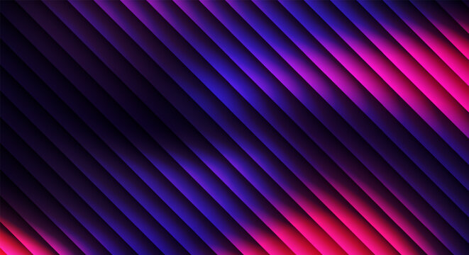 Abstract vector background template with diagonal lines in purple and pink neon gradient. Modern geometric layout for corporate presentation.