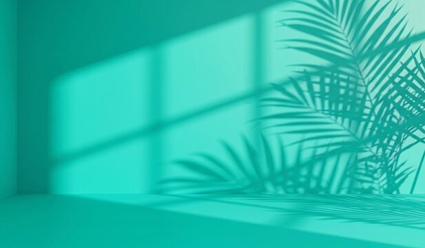 Abstract Tropical Palm Trees shadow overlay Against Blue Sky and Ocean Background with Summer Beach, Island, Vacation and Travel Inspired Vector Illustration