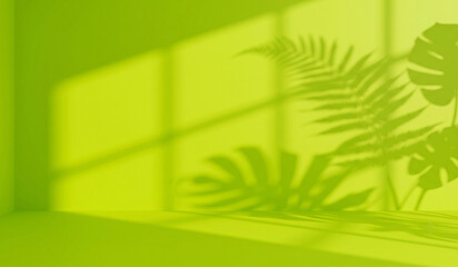 A striking lime-green backdrop with subtle tropical and architectural shadows, designed for energetic advertising, youth-oriented branding, fashion, packaging, and social media artwork. © chirag