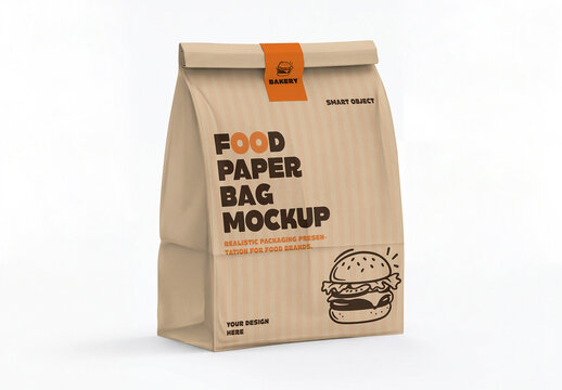 Food Paper Bag Packaging Mockup