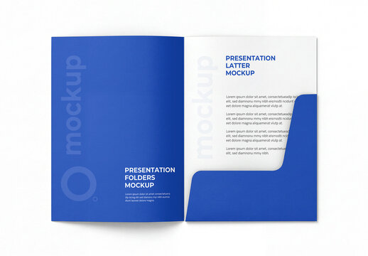 Realistic Blue Presentation Folder Mockup