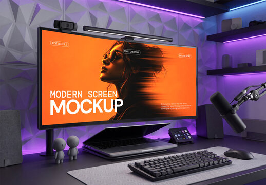 Modern Desktop Monitor Screen Mockup
