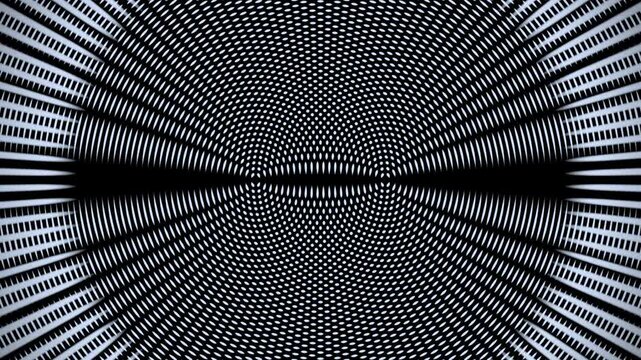Moire lines seamless loop optical illusion radial pattern VJ hypnotic interference color shifting peach lilac blue mint and yellow rays rotate for club screens art installations and trippy backgrounds