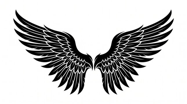 Angle wings silhouette vector art white background