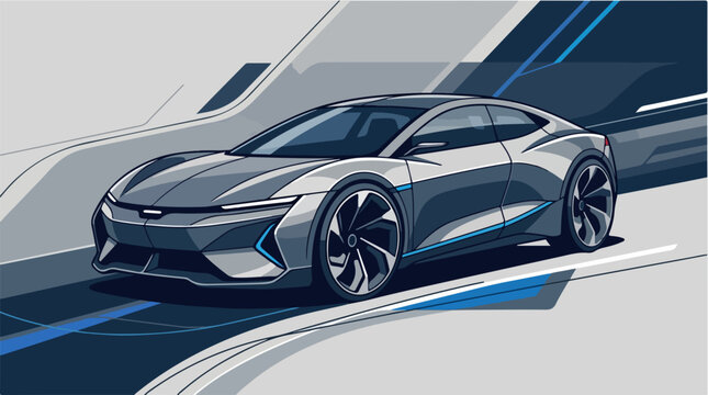 Futuristic Sports Car Speeding Artwork