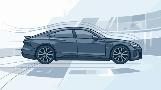 Modern Electric Car Speeding