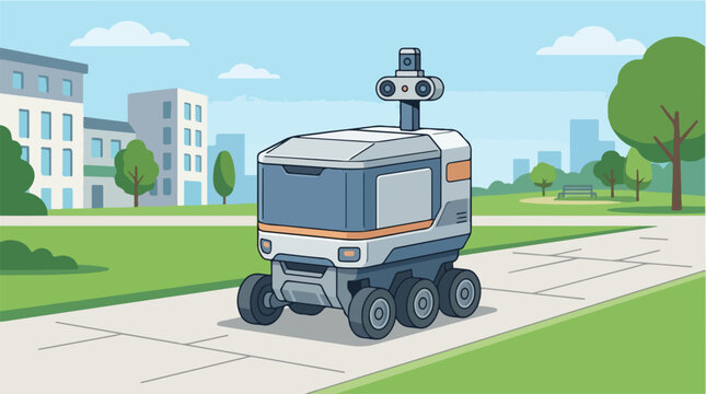 Autonomous delivery robot on city street