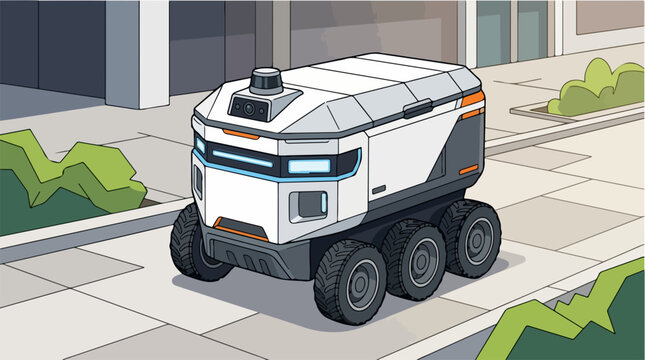 Autonomous delivery robot on city street