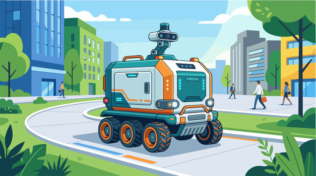 Autonomous delivery robot in city
