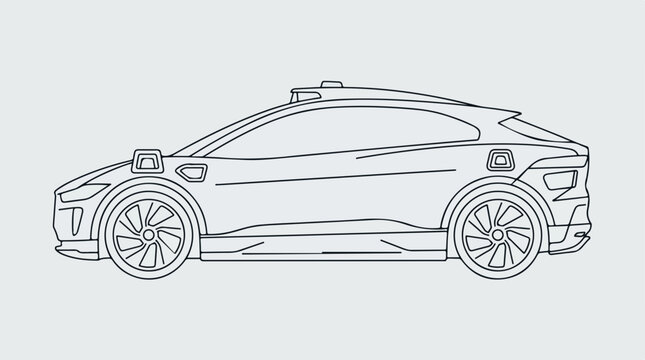Luxury Coupe Side View Line Art