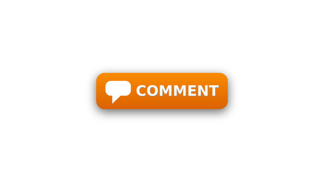 Orange comment button with speech bubble icon on transparent background
