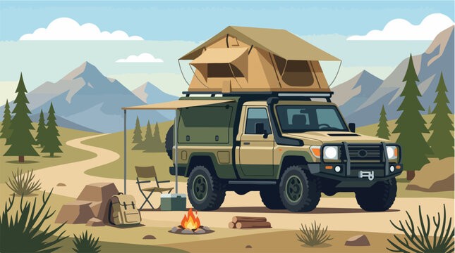 Offroad Camper Setup Mountain Camping