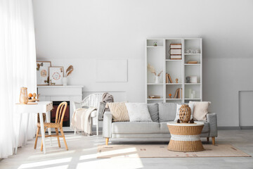 Home interior design and cozy living, bright modern apartment with minimalist furniture and autumn decor for comfortable lifestyle and real estate © Pixel-Shot