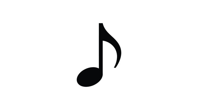 Single eighth note musical symbol presented as a black silhouette on transparent background