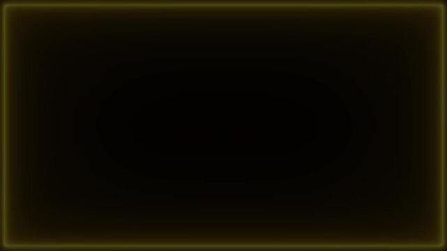 Glowing golden neon rectangular frame border animation on black background