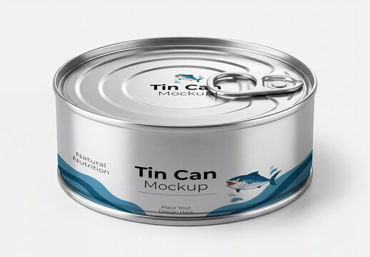 Realistic Tuna Can Packaging Mockup