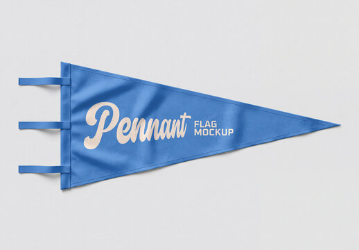 Blue Pennant Flag Mockup
