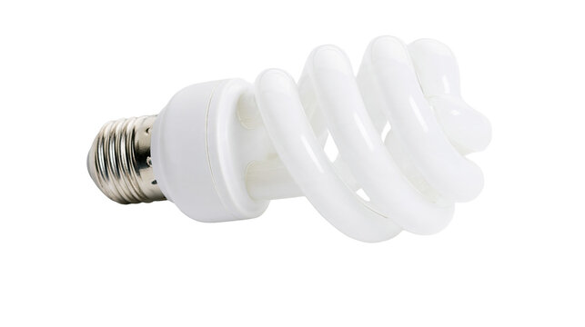 Isolated energy-saving compact fluorescent light bulb with white spiral design