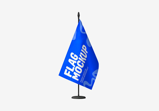 Blue Teardrop Flag Stand Mockup